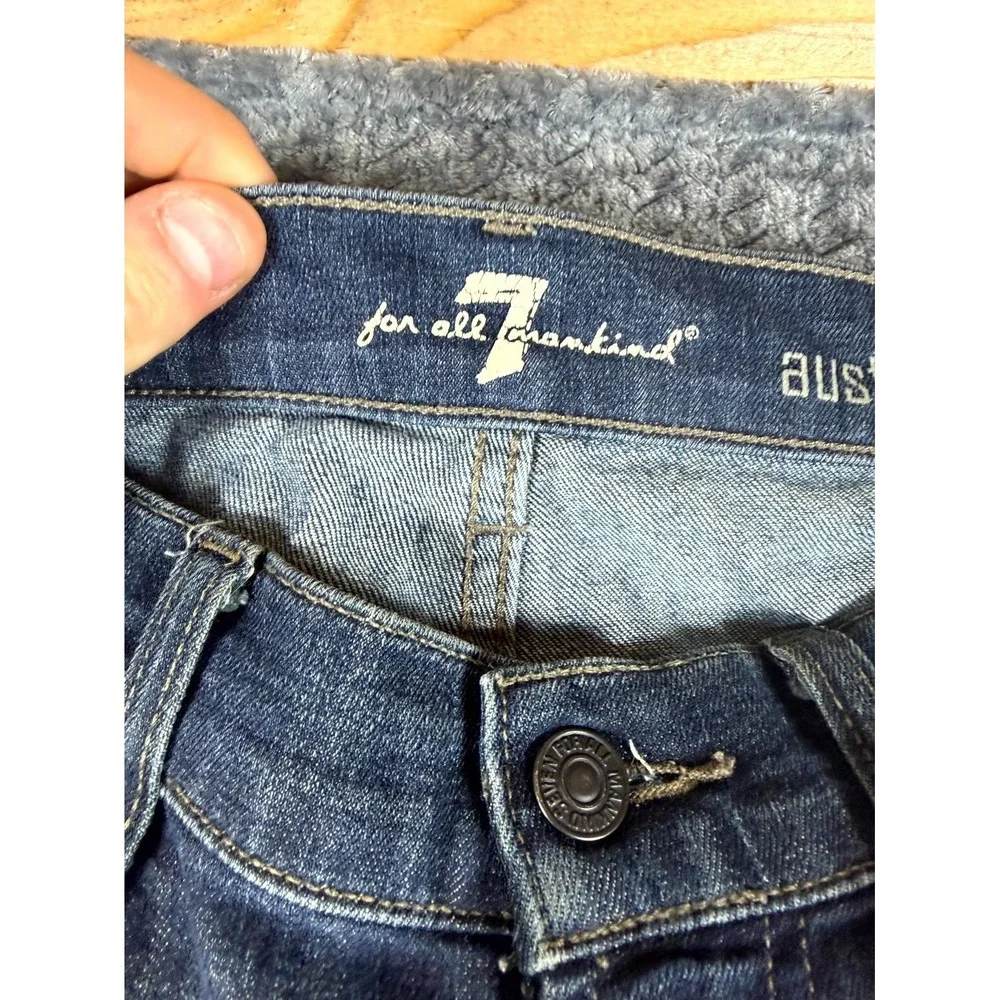 7 For All Mankind Austyn‎ Straight Leg Jeans Mens 33 Blue Denim Cotton Mid Rise